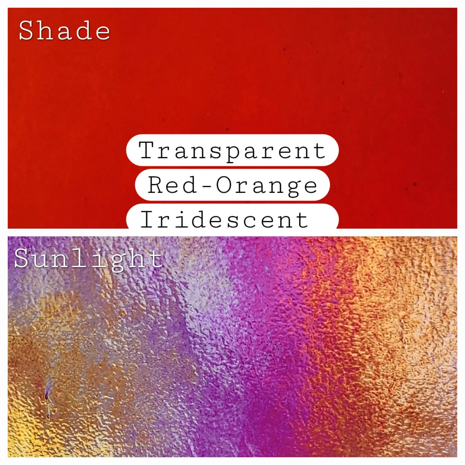 O Red/Orange Transparent Iridescent (Bullseye)