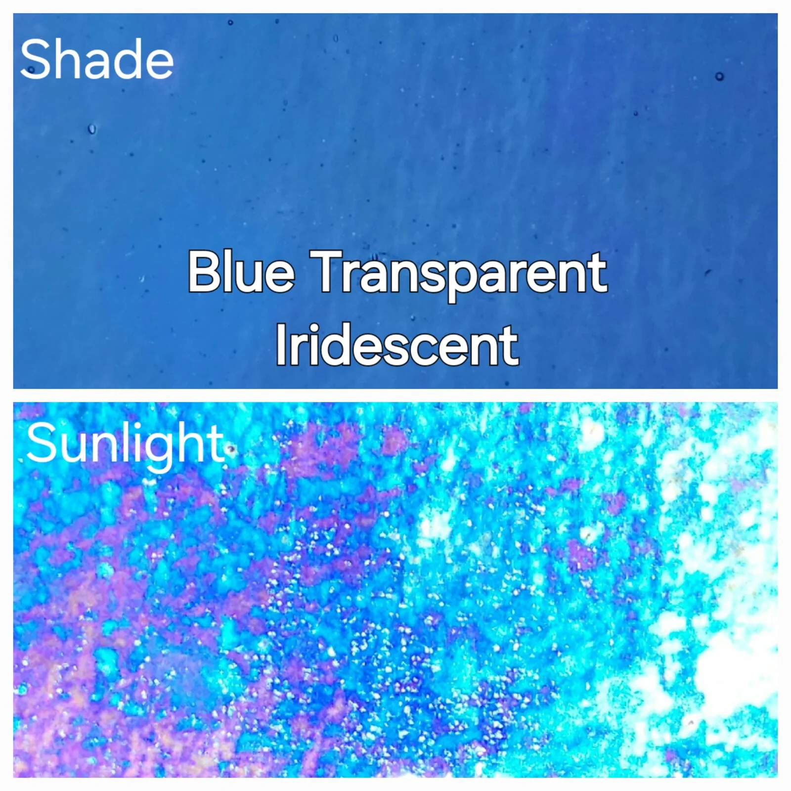 B Blue Transparent Iridescent (Wissmach)