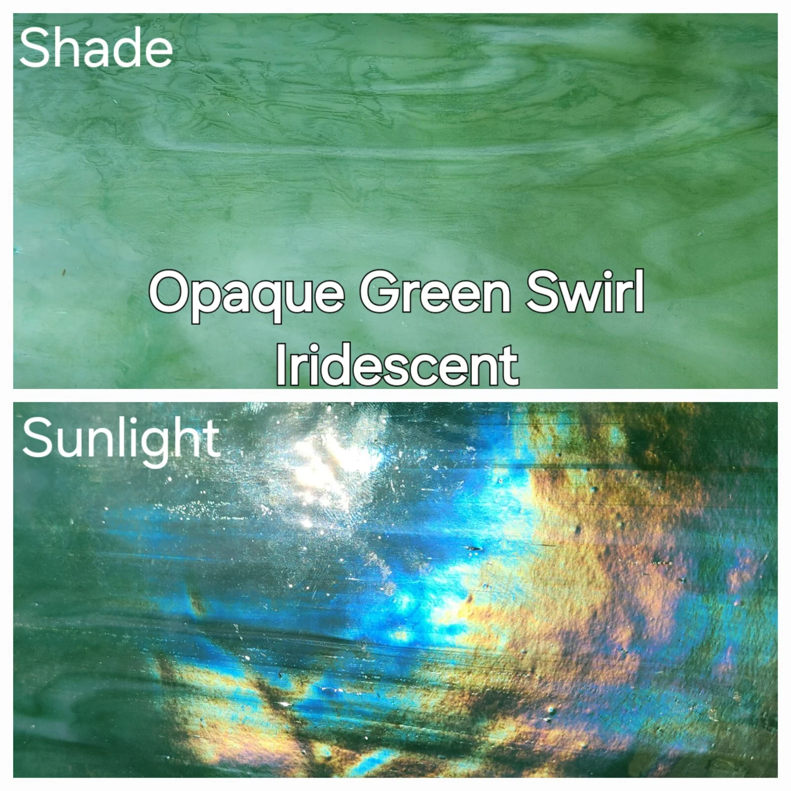 V Green Swirl Opaque Iridescent